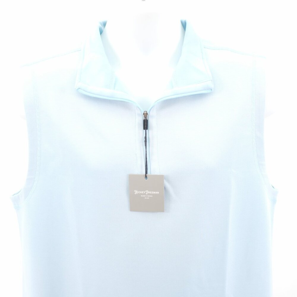 NEW Hickey Freeman New York Medium Blue Sleeveless Polo Top Collared Polyester E